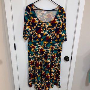 Colorful Geometric Dress LuLaRoe Nicole Vault 3XL